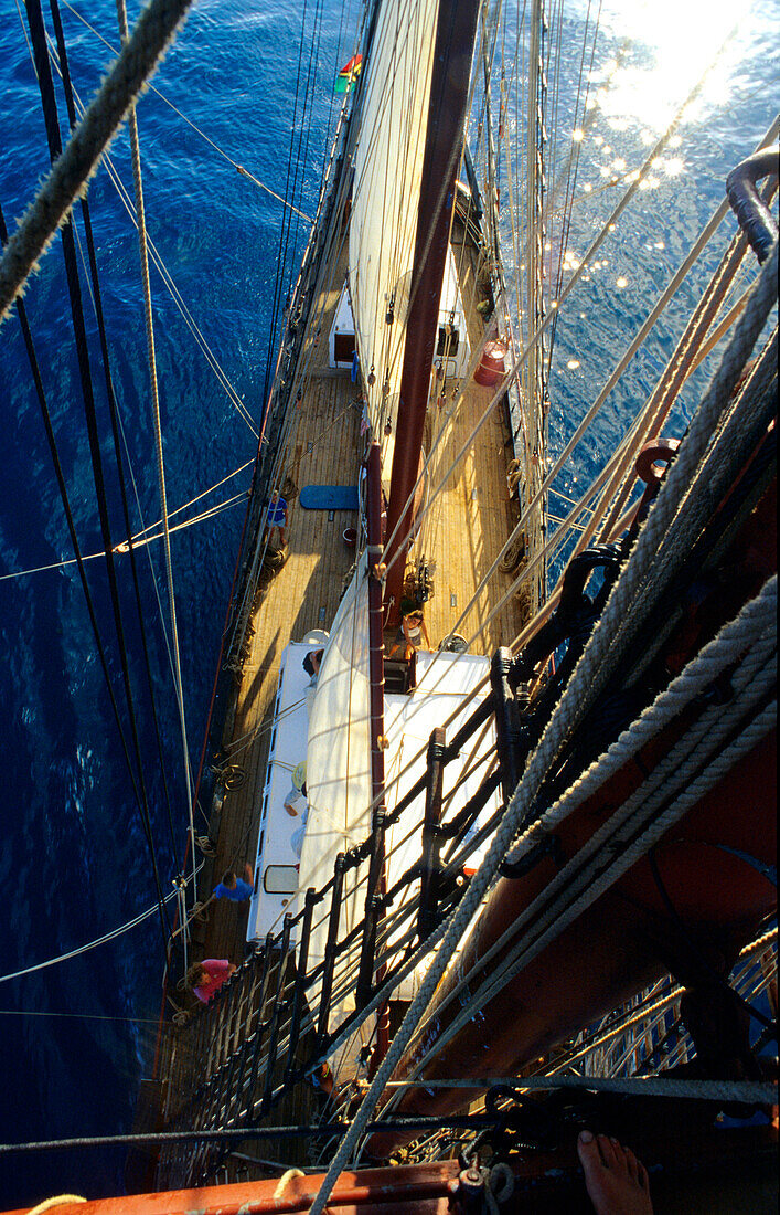 Boat deck, from Rig, Sailing Vessel, Bora Bora French Polynesia, South Pacific, PR
