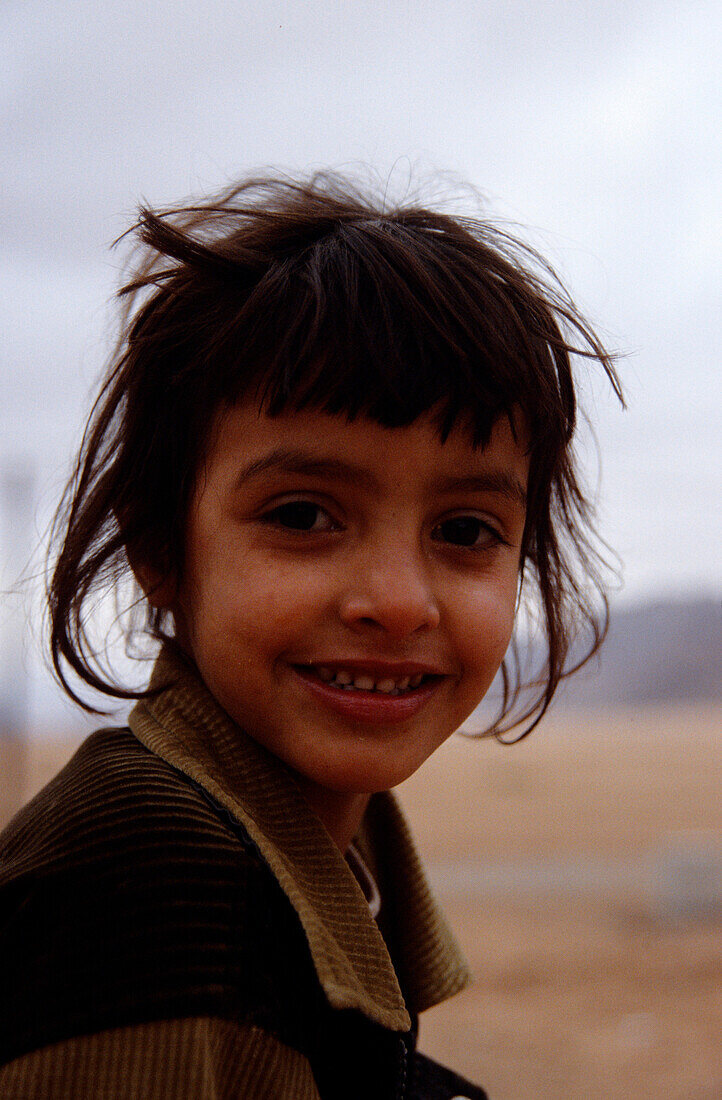 Portrait of a bedouin girl, Rum village, Wadi Rum, Jordan, Middle East