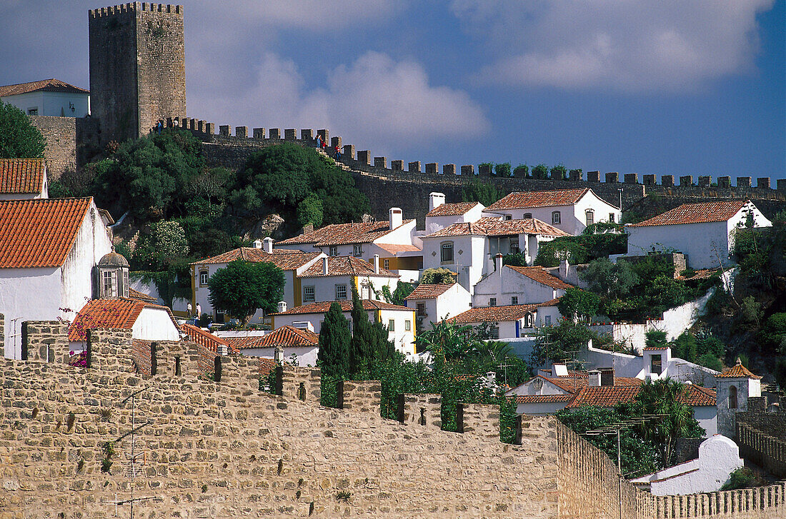 Castletown inside of complete, citywall, Obidos Portugal