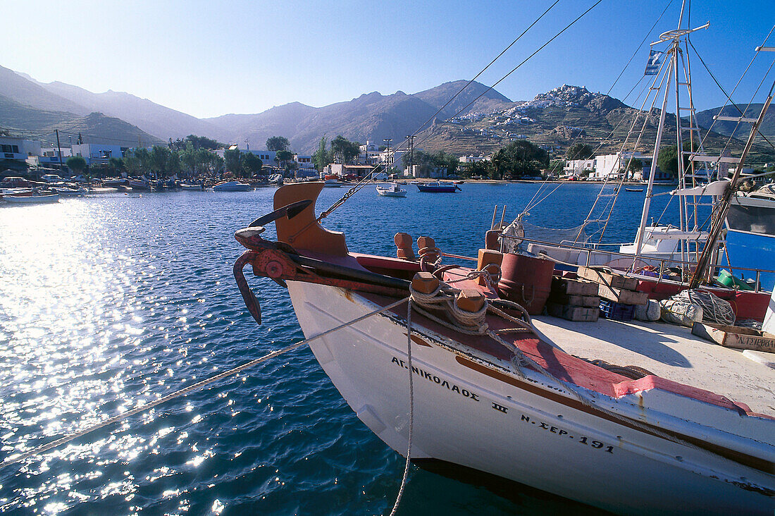 Livadi harbour, View to Chora, Serifos Cyclades , Greece