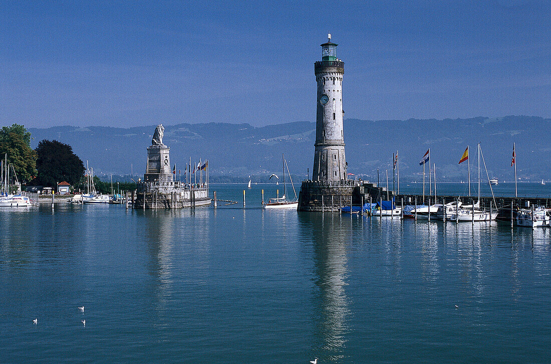 Lindau harbour, Lake of Constance, Bavaria Germany
