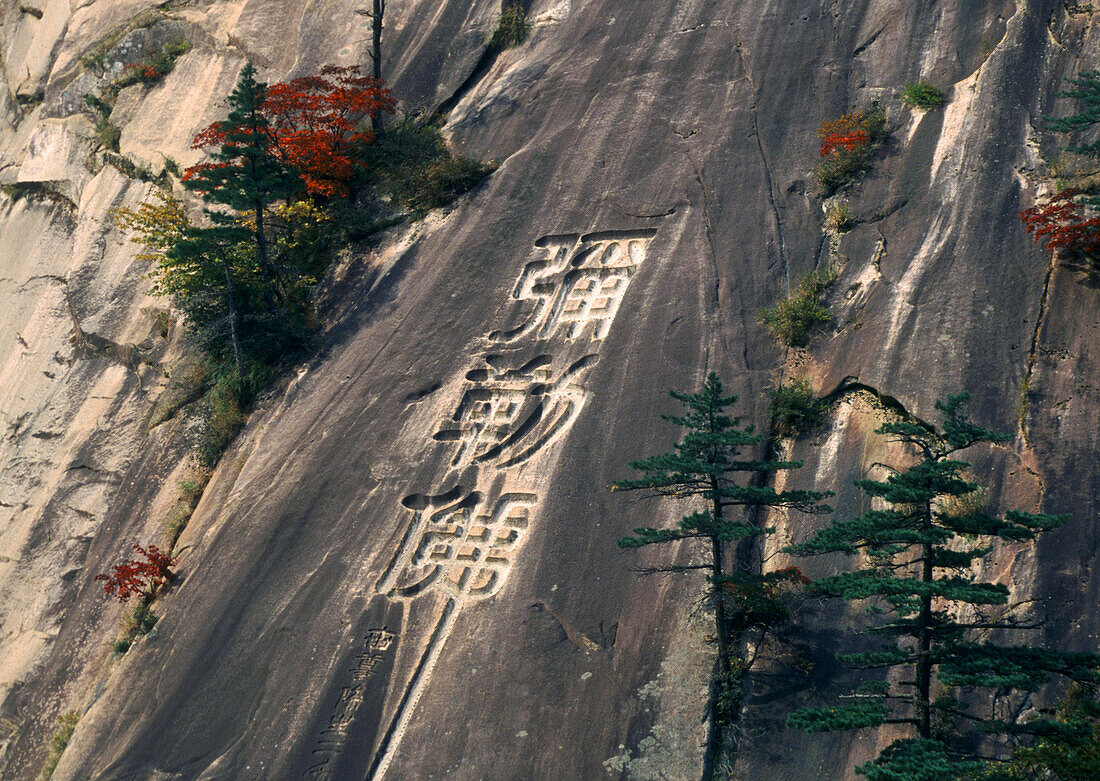Communist stone inscriptions, Kumgang Mountains, Kumgang-san, North Korea Asia