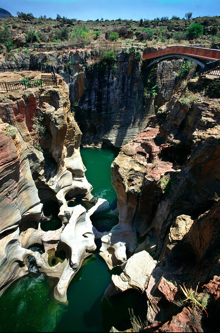 Blick auf einen Fluss in einem Canyon, Bourke's Luck Potholes, Transvaal, Südafrika, Afrika