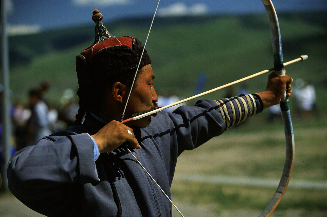 Archer, Nadaam festival, Ulan Bator, Mongolia Asia