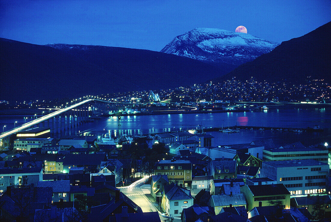 Tromso at night, Tromso, Norway, Scandinavia