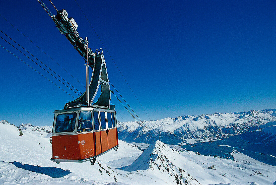 Piz Nair Bahn, Skigebiet Corviglia, St. Moritz, Graubünden, Schweiz