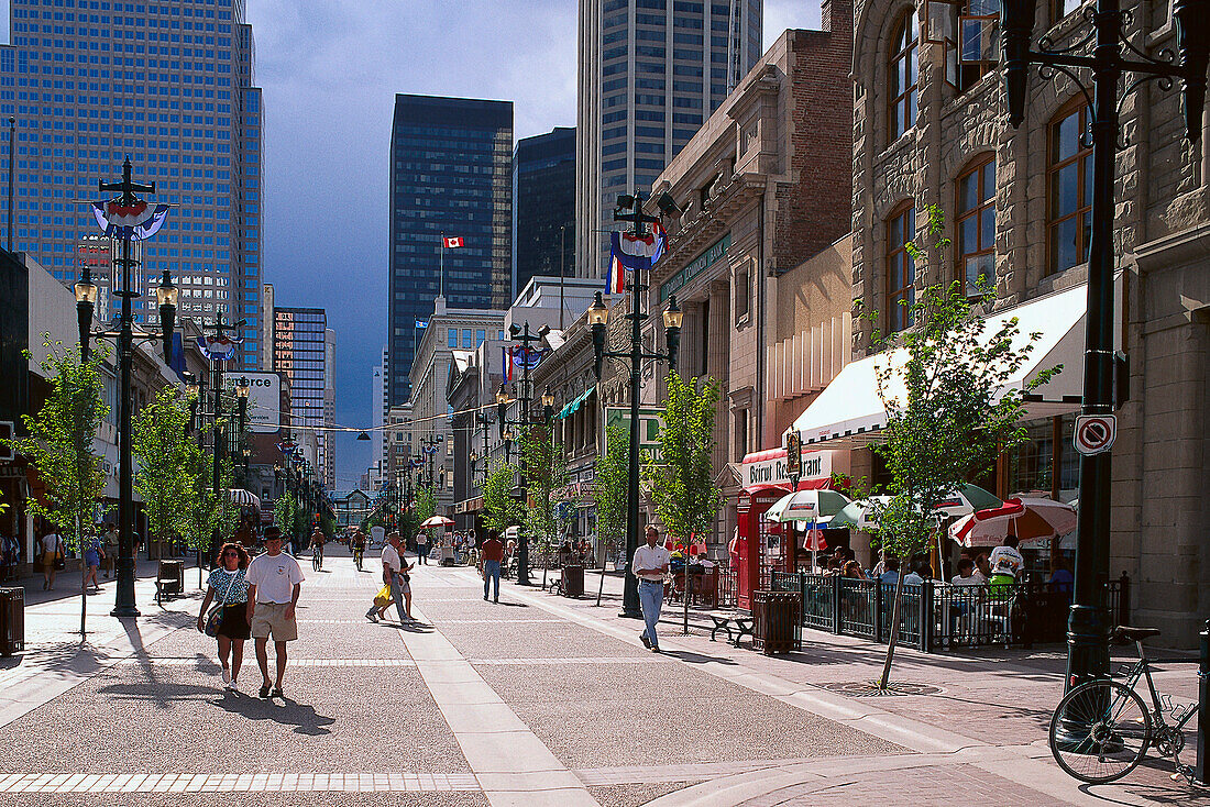 Fußgängerzone, Stephen Ave Einkaufszentrum, Calgary, Alberta, Kanada, Nordamerika, Amerika