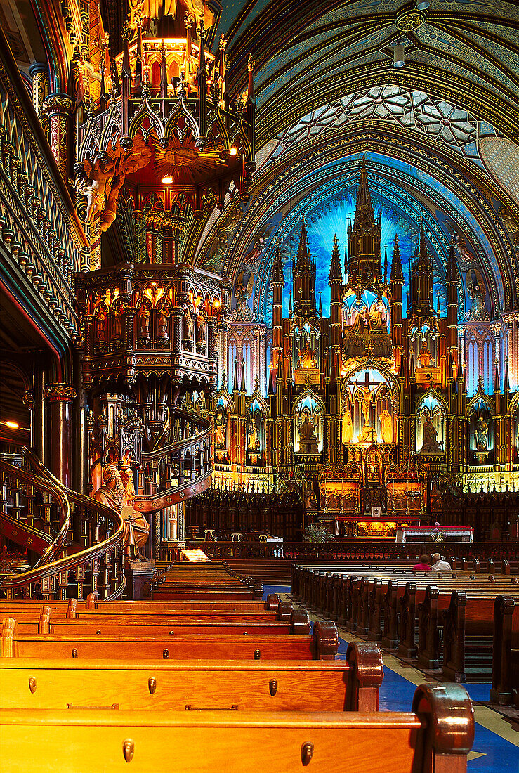 Basilica Notre Dame, Montreal, Quebec, Canada, North America, America