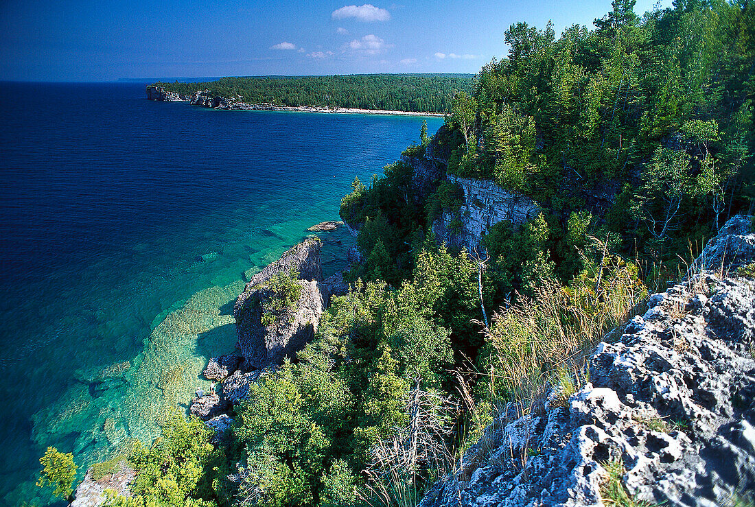 Ausblick aus Halbinsel Bruce, Naturpark, Huron See, Ontario, Kanada, Nordamerika, Amerika