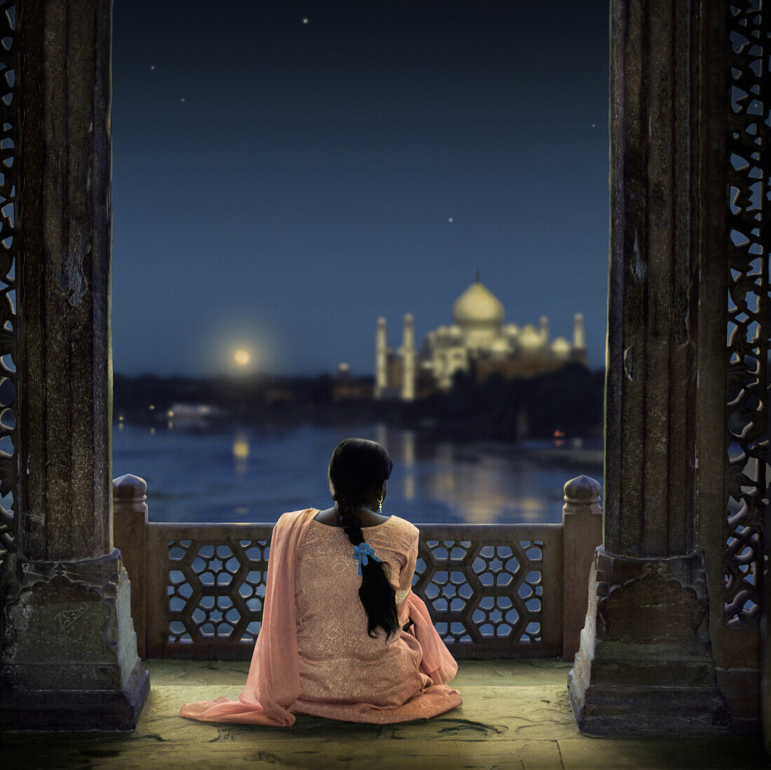 Mitternacht am Taj Mahal, Agra, Uttar Pradesh, Indien, Asien