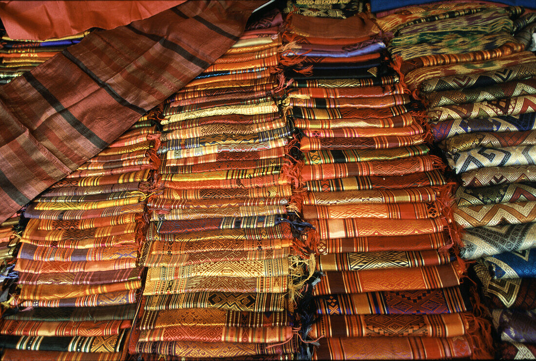 Lao textiles, Luang Prabang, Laos Indochina, Asia