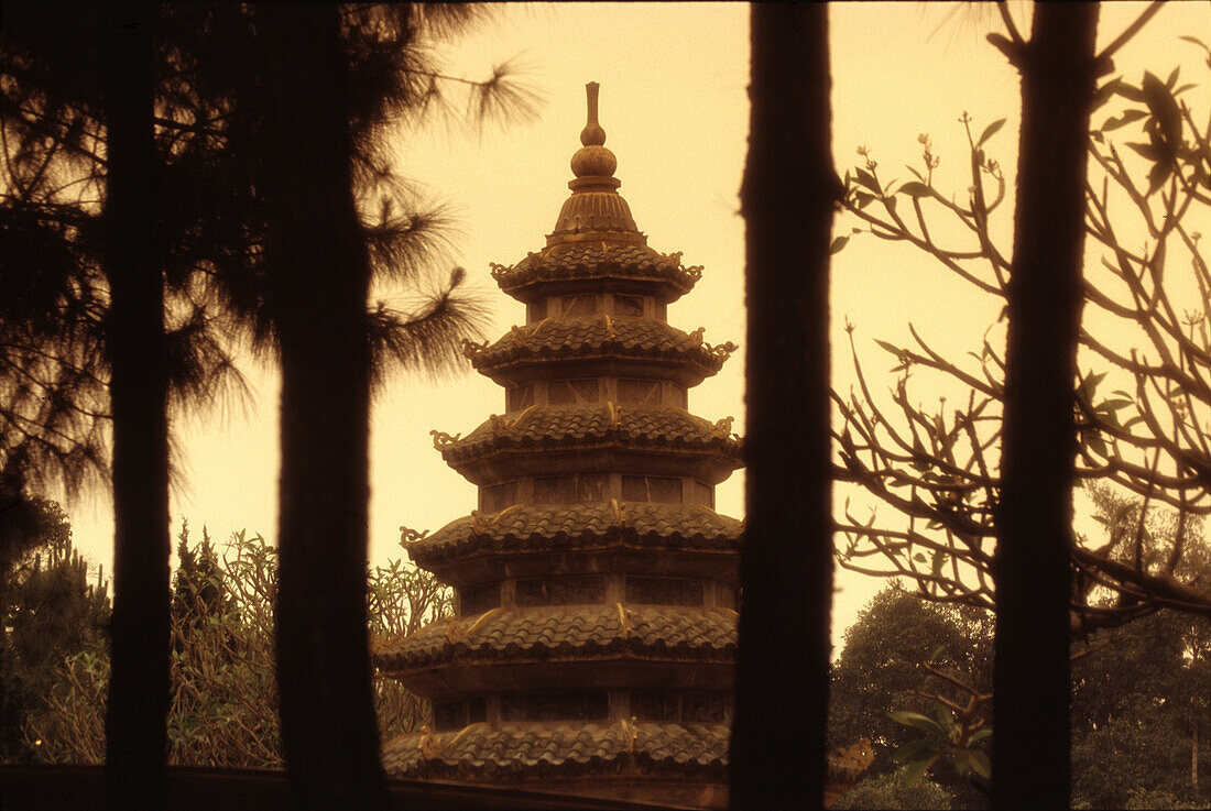 Pagoda in garden of Dai Hung temple, Hue, Vietnam Indochina, Asia