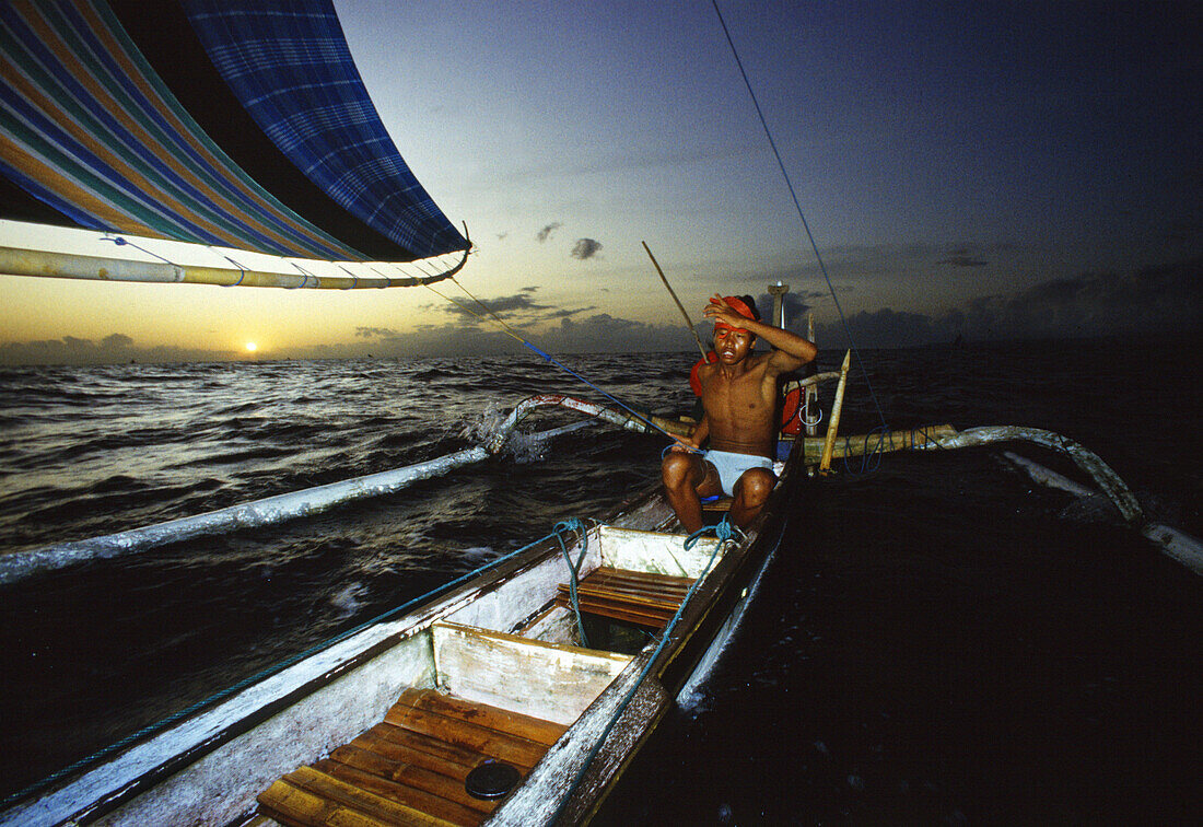 Fishermen at sea, Bali-Lombok, Indonesia Asia