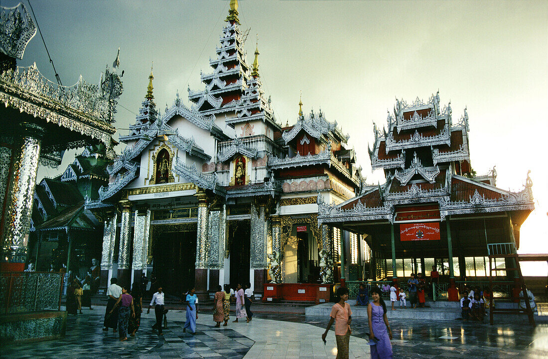 Temple beside Shwedagon Pagoda, Rangoon, Myanmar, Asia