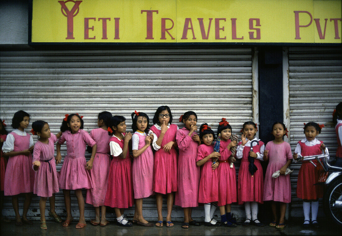 Schoolgirls in Kathmandu, Kathmandu, Nepal Asia