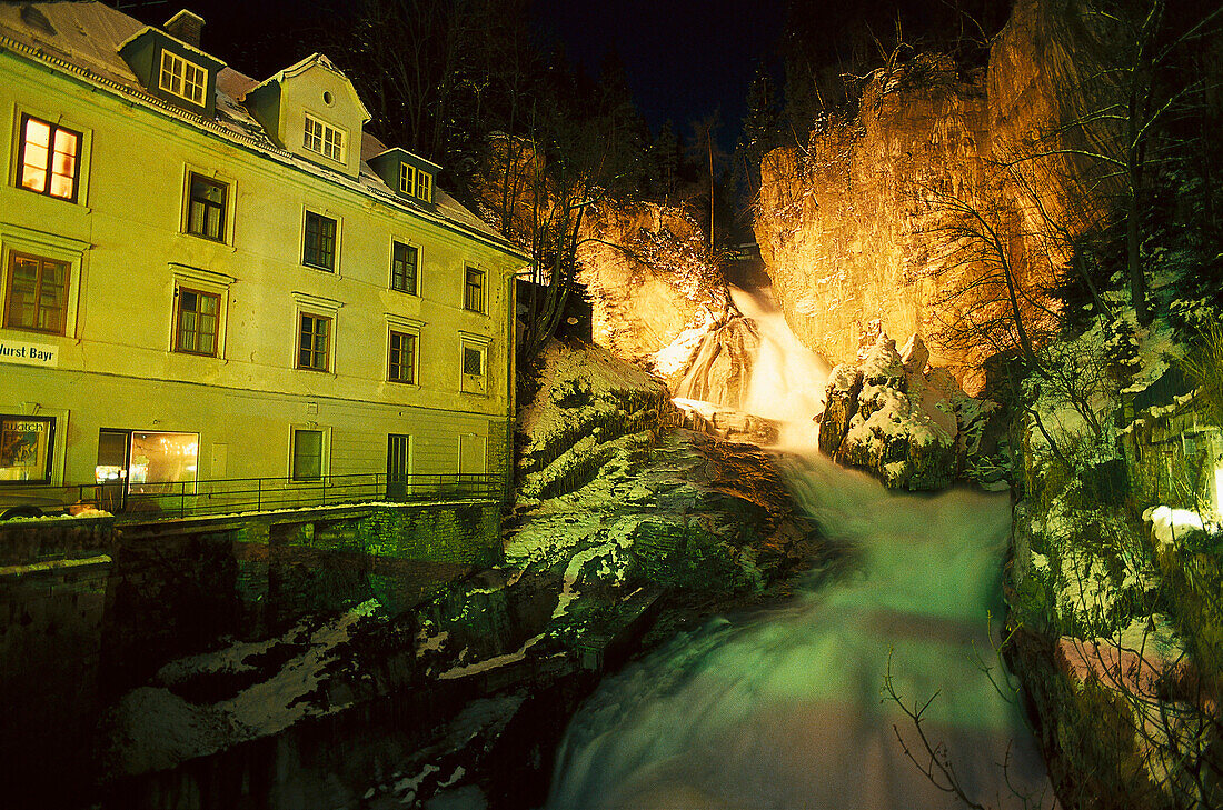 Waterfall at nicght, Bad Gastein, Salzburger Land, Austria