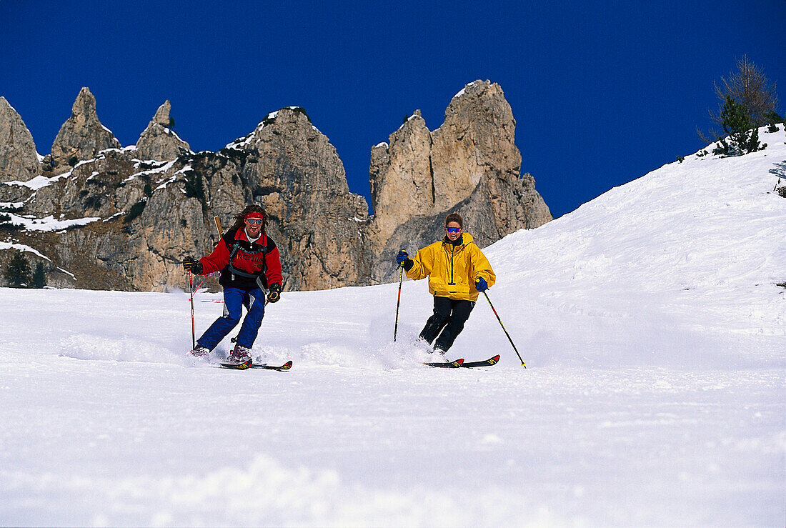 Skiing, Sella-Ronda, Dolomites Italy