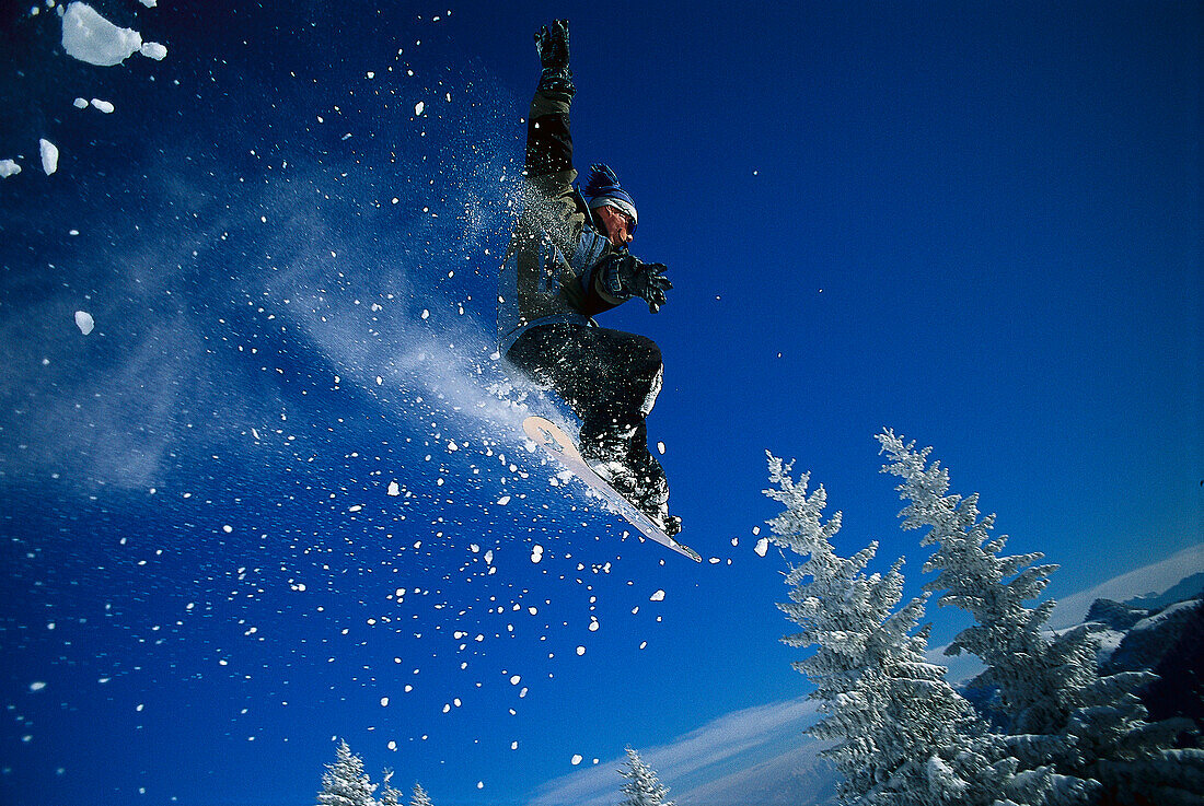 Snowboarding, Jump, Alps Winter sports
