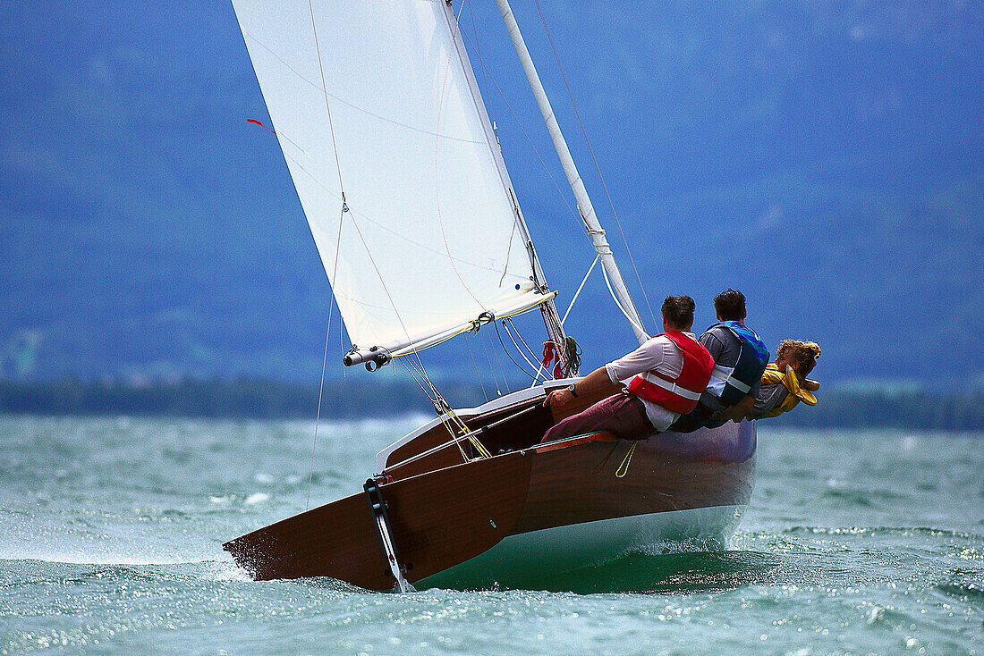 Sailboat on Lake Chiemsee, Upper Bavaria, Germany