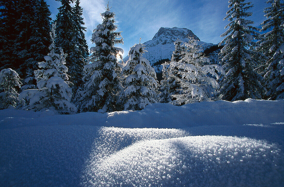 Snowcovered winter scenic near Arlberg, Vorarlberg, Austria