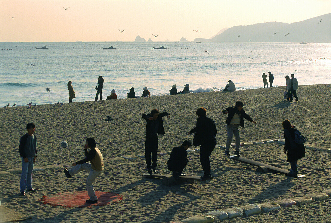 Traditional Korean games, Haeundae Beach, Haeundae, Busan South Korea, Asia