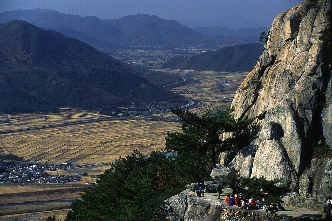 Prayer, buddha statue on Namsan Mountain, Geongju, Geongju, South Korea Asia