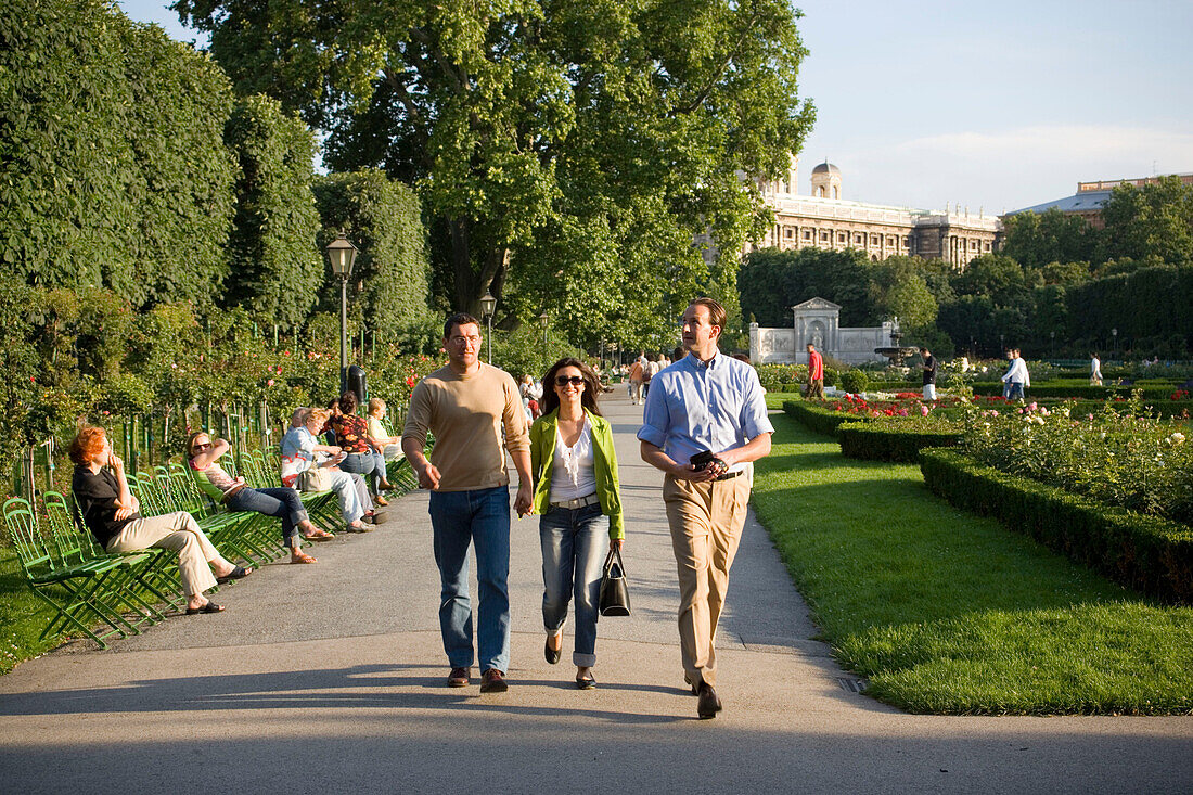 People walking trough Volksgarten, Vienna, Austria