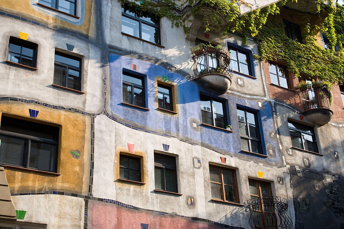 Facade of the Hundertwasserhaus, Vienna, Austria
