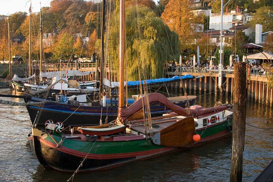 Boats at Museumshafen övelgönne, Boats at harbour of Museumshafen övelgönne, Hamburg, Germany