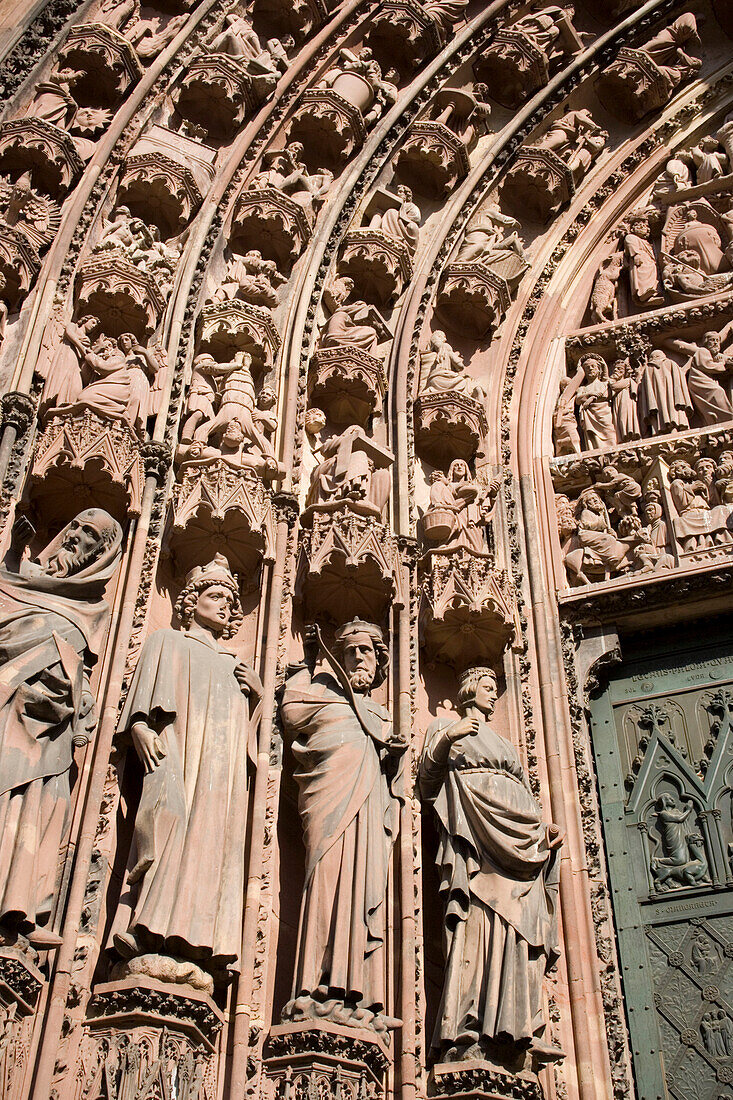 Details prophet statues, of the main portal of the west facade, Details prophet statues, of the main portal of the west facade, Our Lady's Cathedral Cathedrale Notre-Dame, , Strasbourg, Alsace, France