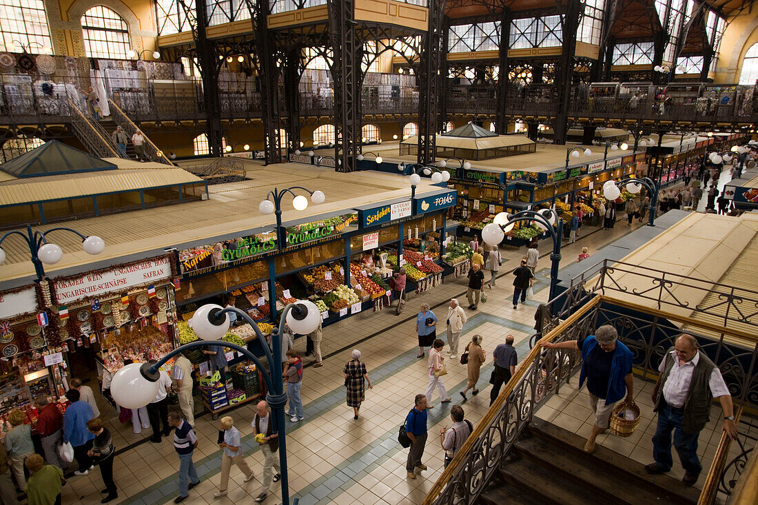 People in the Central Market Hall, People strolling through the Central Market Hall, Pest, Budapest, Hungary