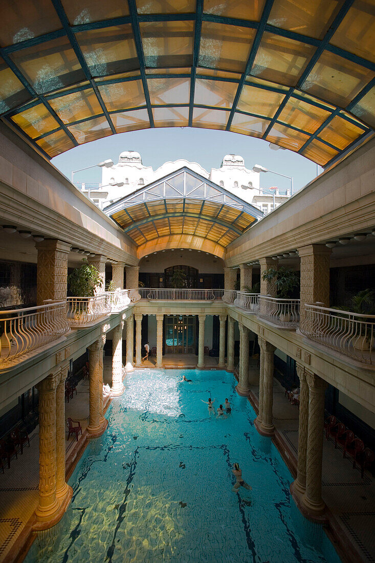 View inside the Gellert Baths, View inside the Gellert Baths, Buda, Budapest, Hungary
