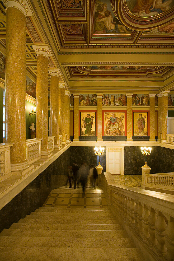 People inside the Hungarian National Museum, People visiting the Hungarian National Museum, Pest, Budapest, Hungary