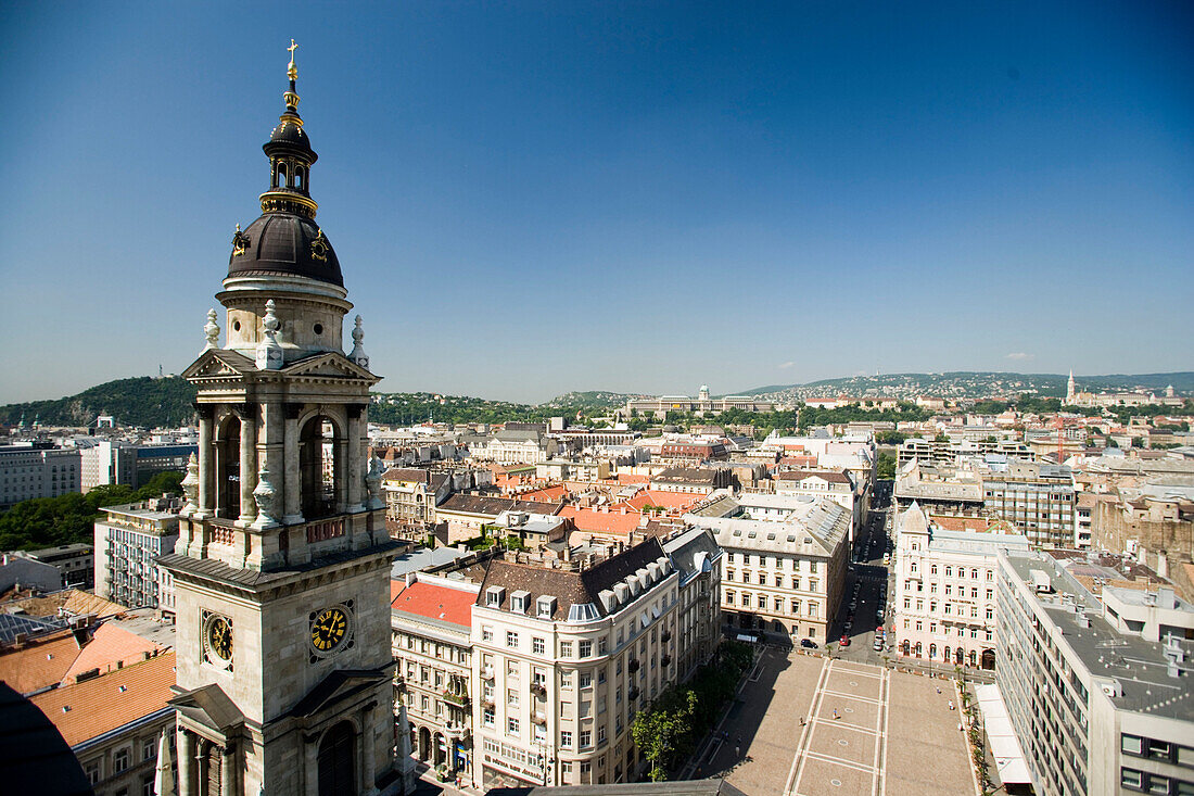View from St. Stephen's Basilica, Impressive view from the St. Stephen's Basilica over Pest, Budapest, Hungary