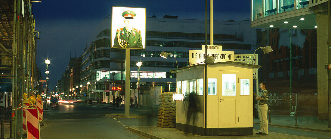 View of the former Checkpoint Charlie, Berlin, Germany