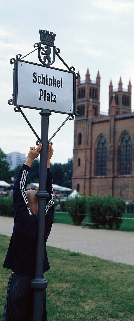 Sportsman in front of Schinkelplatz, Berlin, Germany