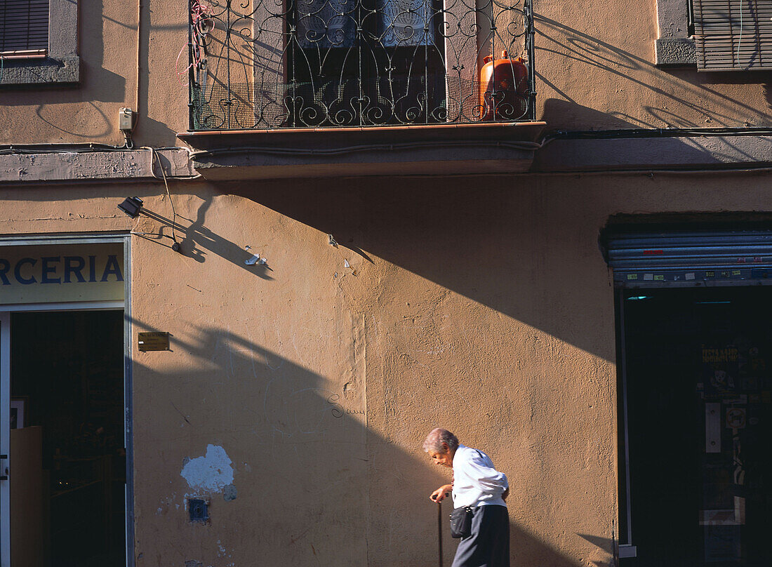 Old woman in Barceloneta, Barcelona, Spain