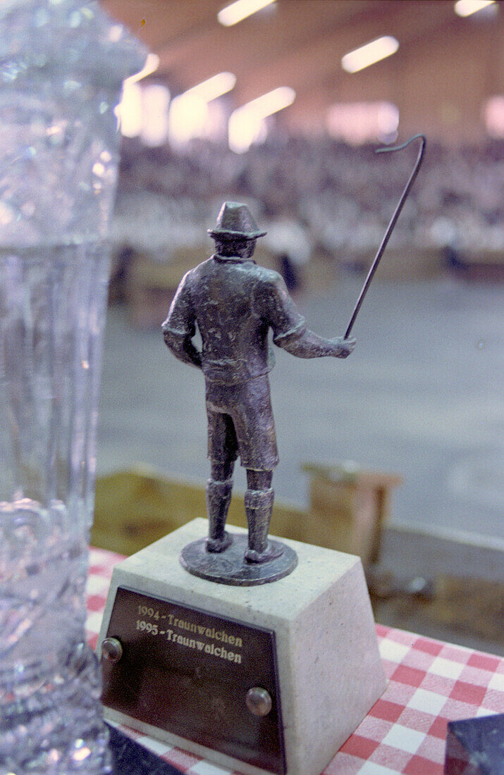 View at the trophy of the Bavarian Goaslschnalzen Championships, Miesbach, Bavaria, Germany
