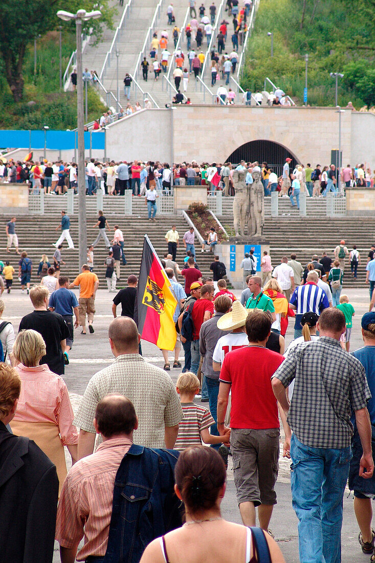 People walking to the Central Stadium, Leipzig, Saxony, Germany, World Cup 2006