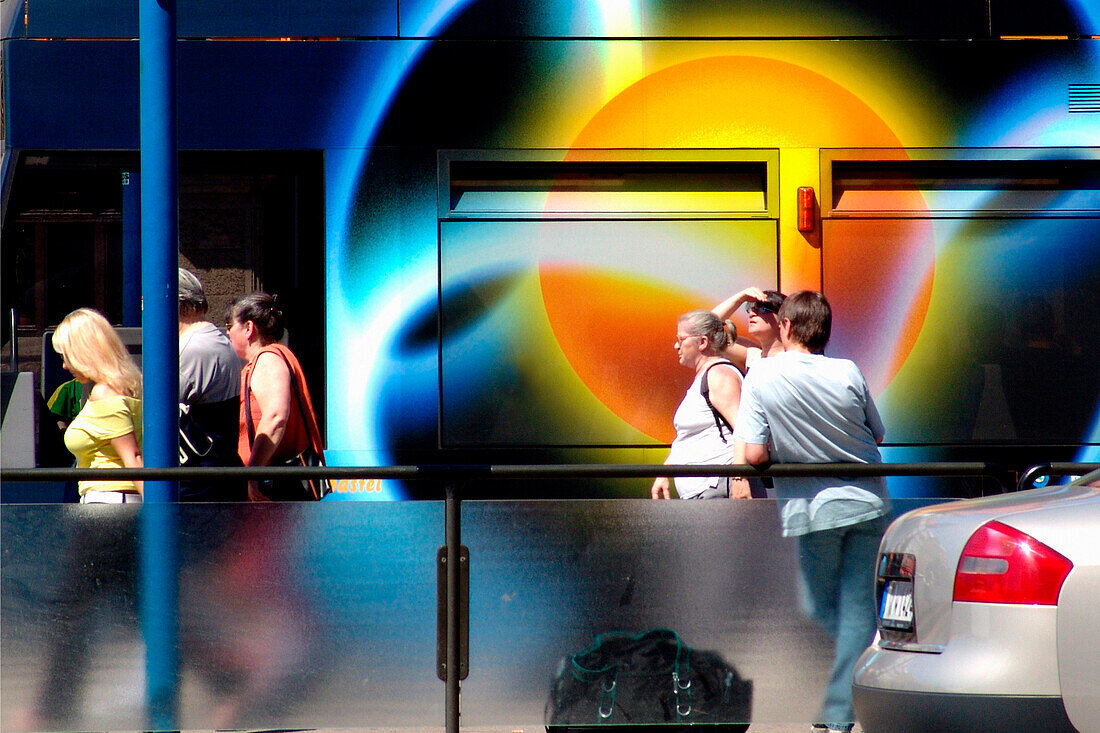 People at a Tramway Station, Leipzig, Saxony, Germany