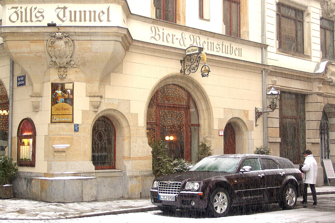 Leipzig, sachsen, deutschland, die altstadt im winter