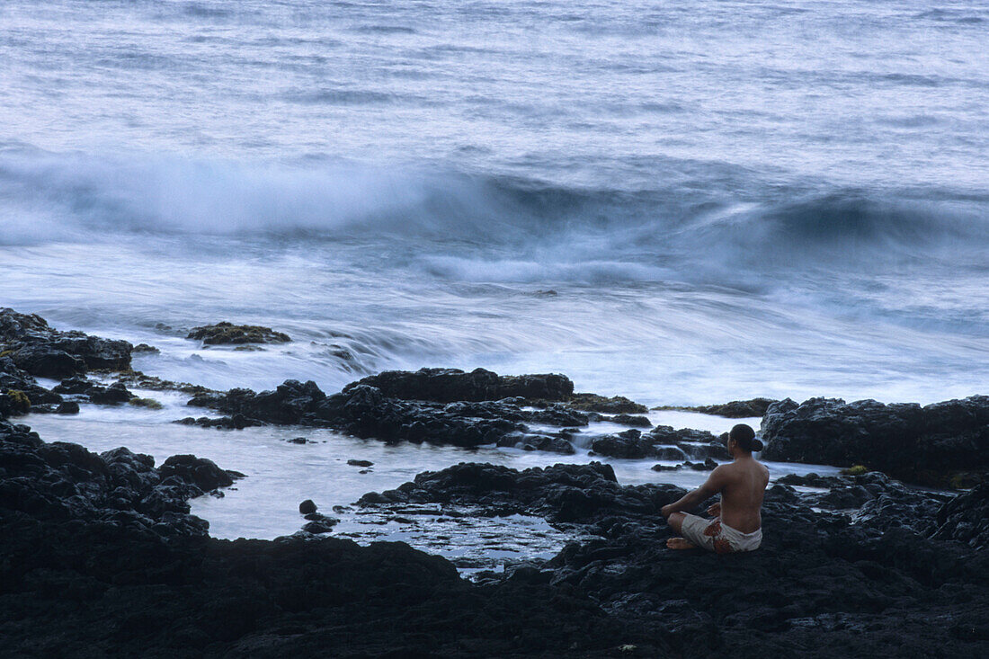 Coastside Meditation at Dawn, Hana, Maui, Hawaii, USA