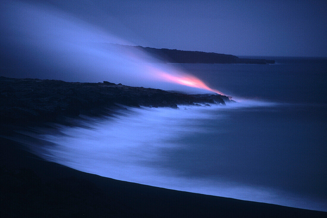 Kilauea Lava Flow at Dusk, Volcanoes National Park, Big Island Hawaii, Hawaii, USA