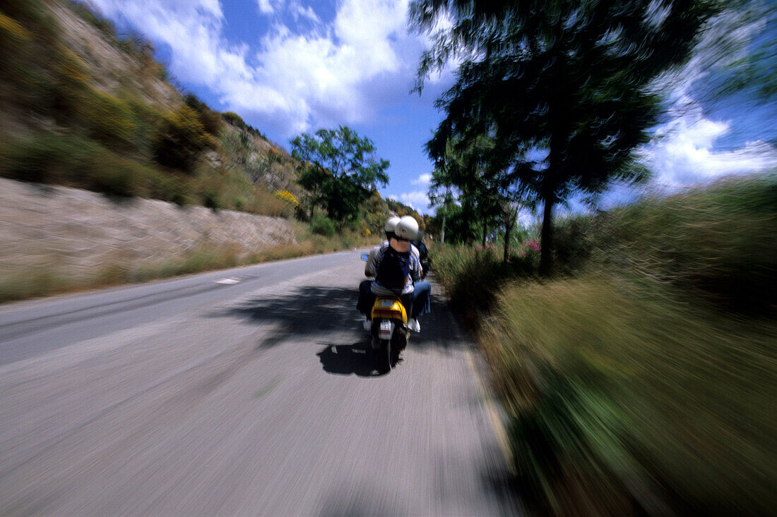 Motorradfahrt, Lipari, Sizilien, Italien