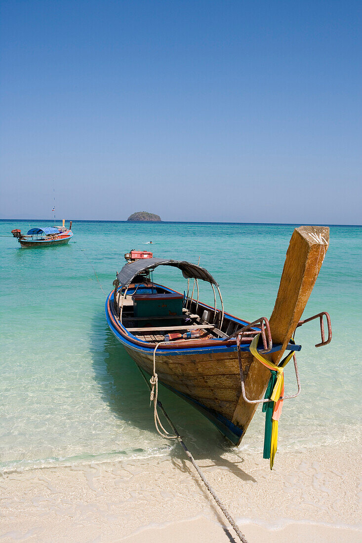 Longtail Boat on Ko Lipe Beach, Ko Lipe, Tarutao Marine National Park, Thailand