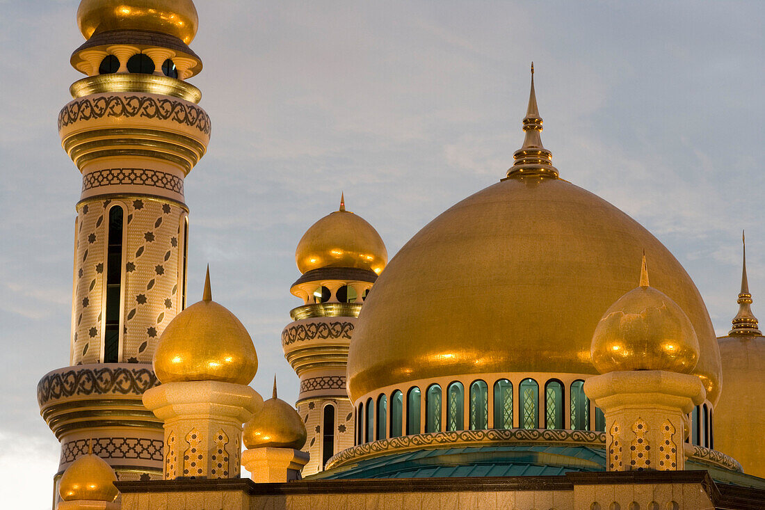 Golden Mosque Domes, Jame'Asr Hassan Bolkia Mosque, Bandar Seri Begawan, Brunei Darussalam, Asia