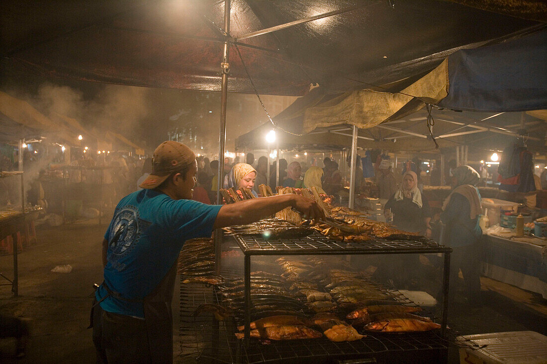 Grilled Fish at NIght Market, Pasar Malam Night Market, Bandar Seri Begawan, Brunei Darussalam, ASia