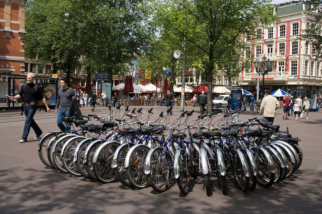 Bicycles, Place, Leidseplein, Bicycles standing in a bicycles stand, place, Leidesplein, Amsterdam, Holland, Netherlands