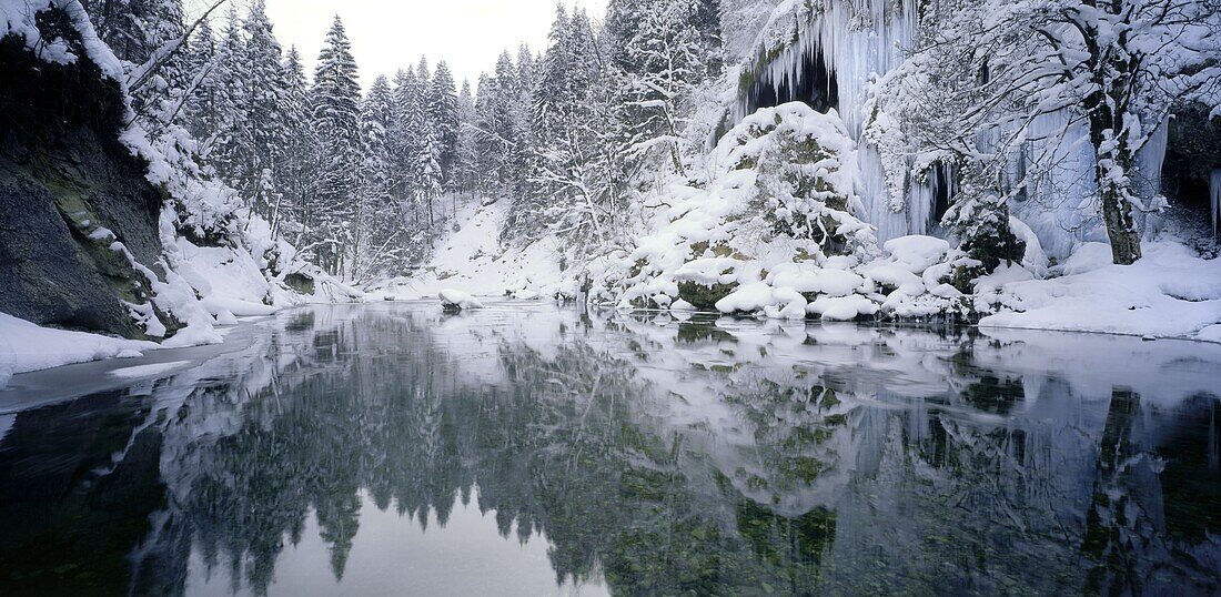 Waterfall Schleierfaelle, River Ammer, Saulgrub, Upper Bavaria, Germany