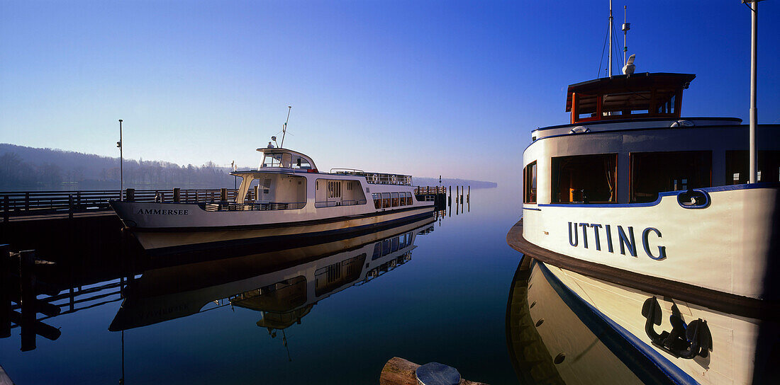 Ferry boat on Lake Ammersee, Upper Bavaria, Germany